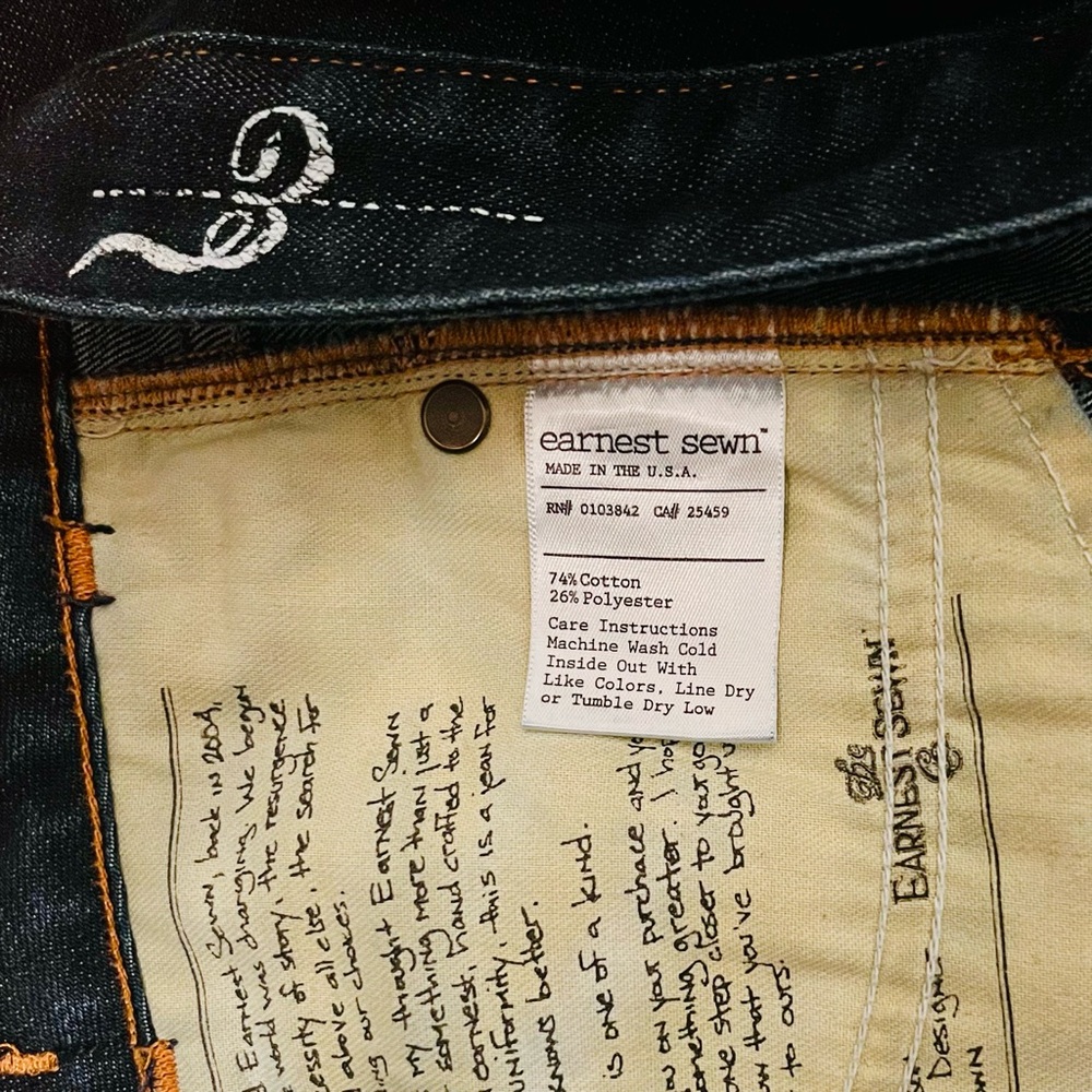 Anthropologie Earnest Sewn Dark Wash Denim Harlan Straight Leg Jeans - Size 29 - Picture 5 of 10